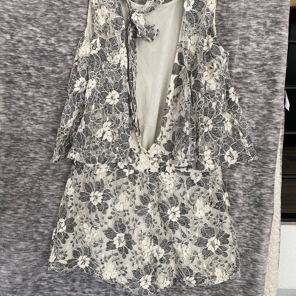Black and white lace romper
